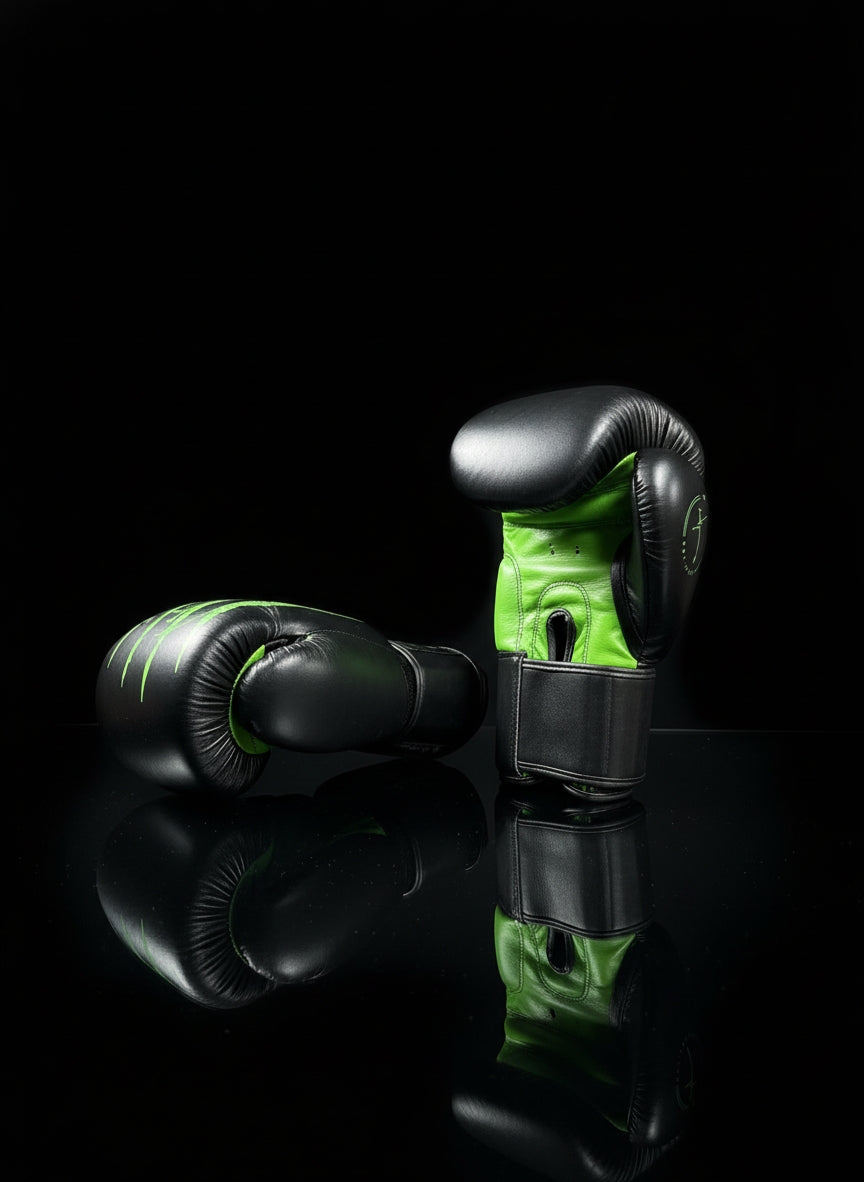 Boxhandschuhe Toxic Green aus echtem Leder auffälliges Design, robust und hochwertig für Boxen und Kickboxen